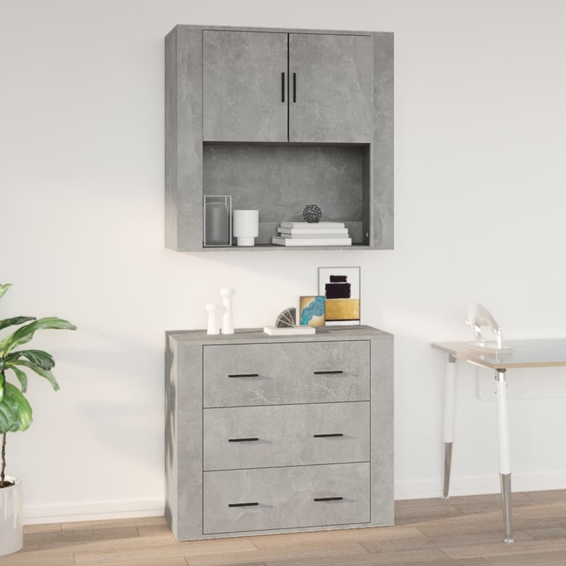 Armoire murale Gris bton 80x33x80 cm Bois d'ingnierie