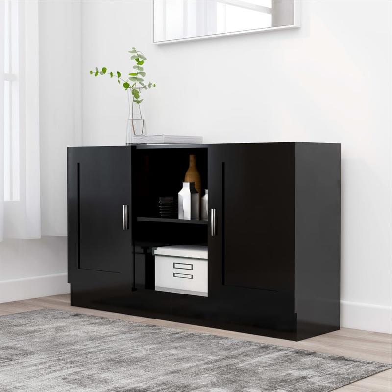 Buffet Noir 120x30,5x70 cm Bois d'ingnierie