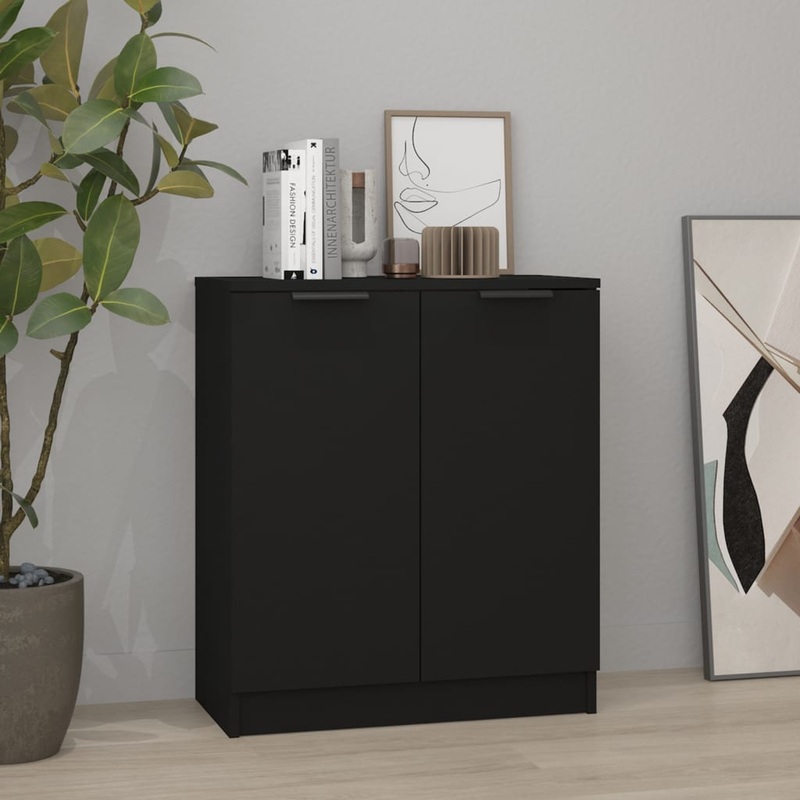 Buffet noir 60x30x70 cm bois d'ingnierie
