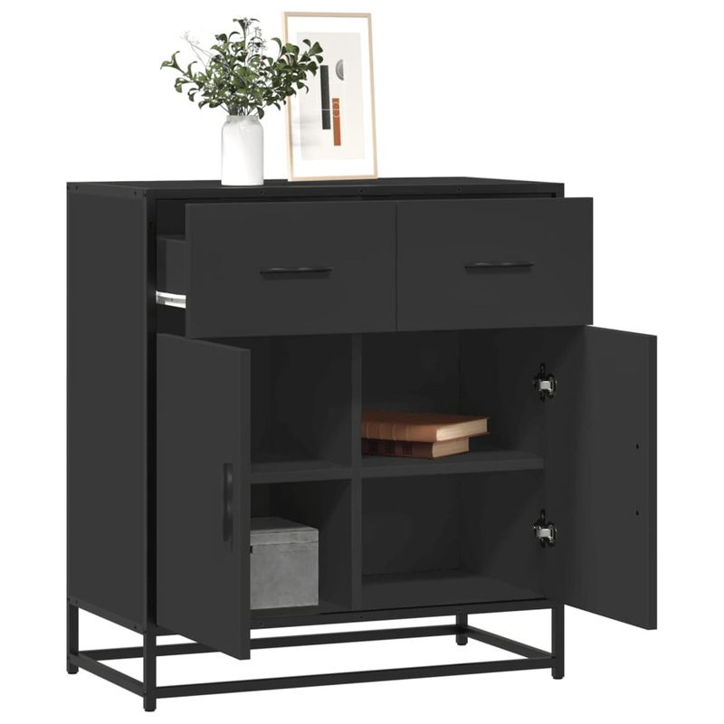 Buffet noir 68x35x76 cm bois d'ingnierie