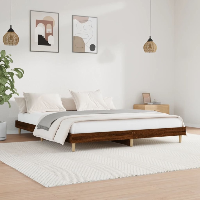 Cadre de lit sans matelas chne marron 150x200 cm