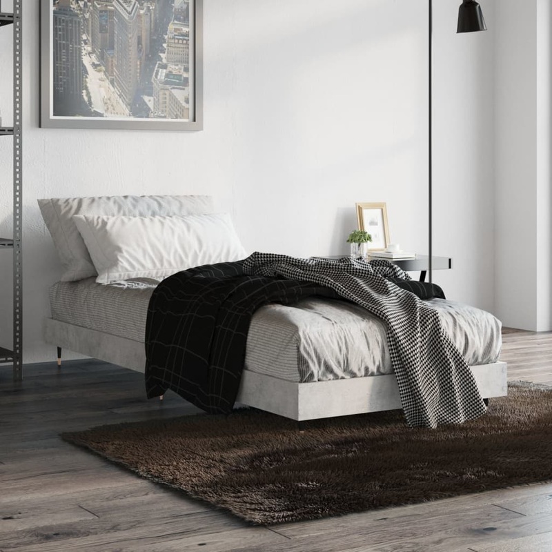 Cadre de lit sans matelas gris bton 75x190 cm