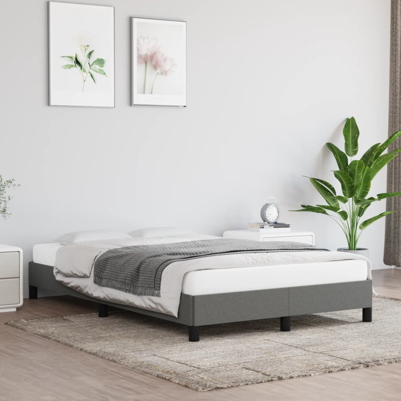 Cadre de lit sans matelas gris fonc 120x200 cm tissu