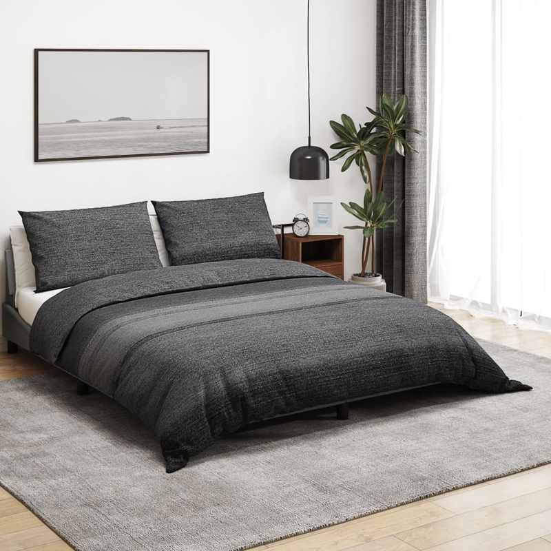 Ensemble de housse de couette gris fonc 220x240 cm Coton