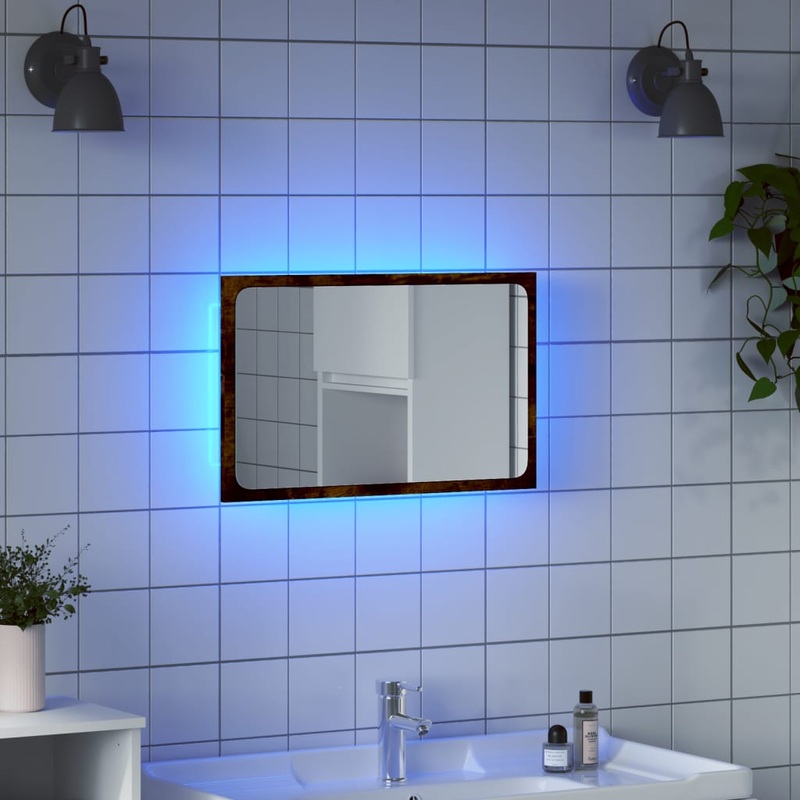 Miroir de salle de bain  LED chne sonoma bois d'ingnierie