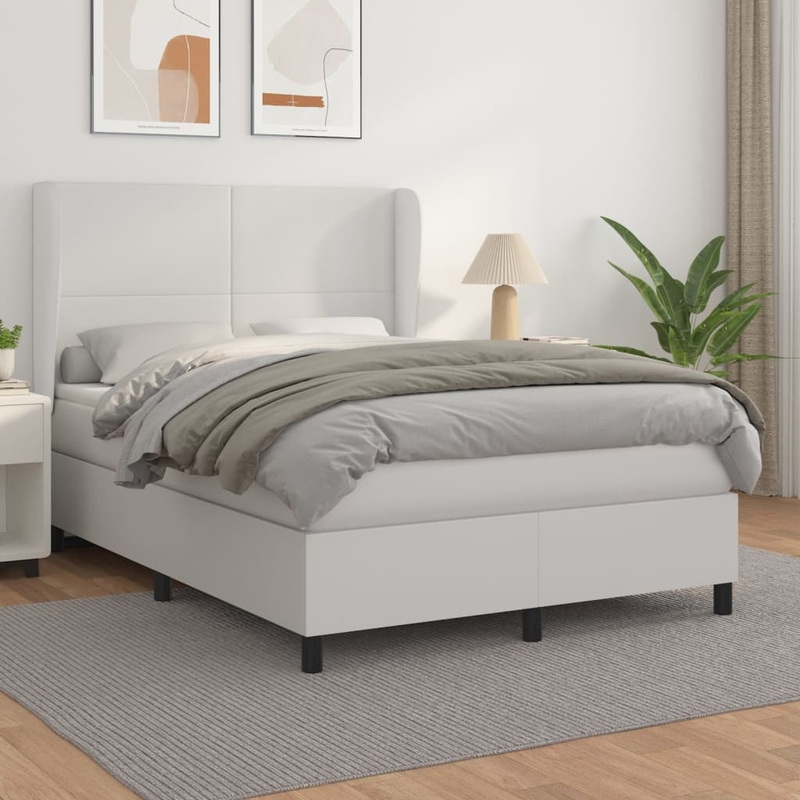 Sommier  lattes de lit avec matelas Blanc 140x200cm Similicuir