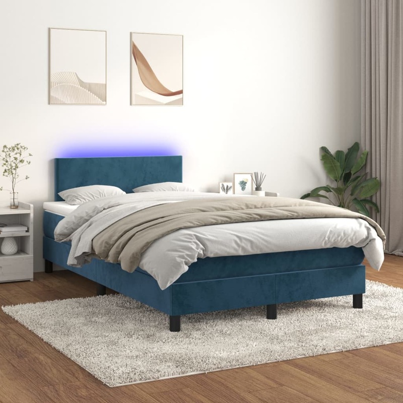 Sommier  lattes de lit avec matelas LED Bleu fonc 120x200 cm