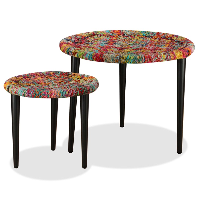 Table basse 2 pcs Dtails tisss chindi Multicolore