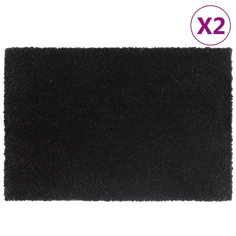 Tapis de porte 2 pcs noir 40x60 cm fibre de coco touffet