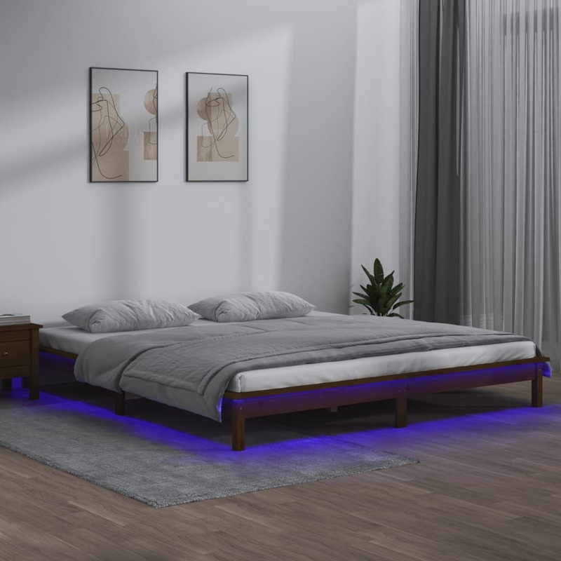 Cadre de lit  LED sans matelas 120x190 cm bois massif