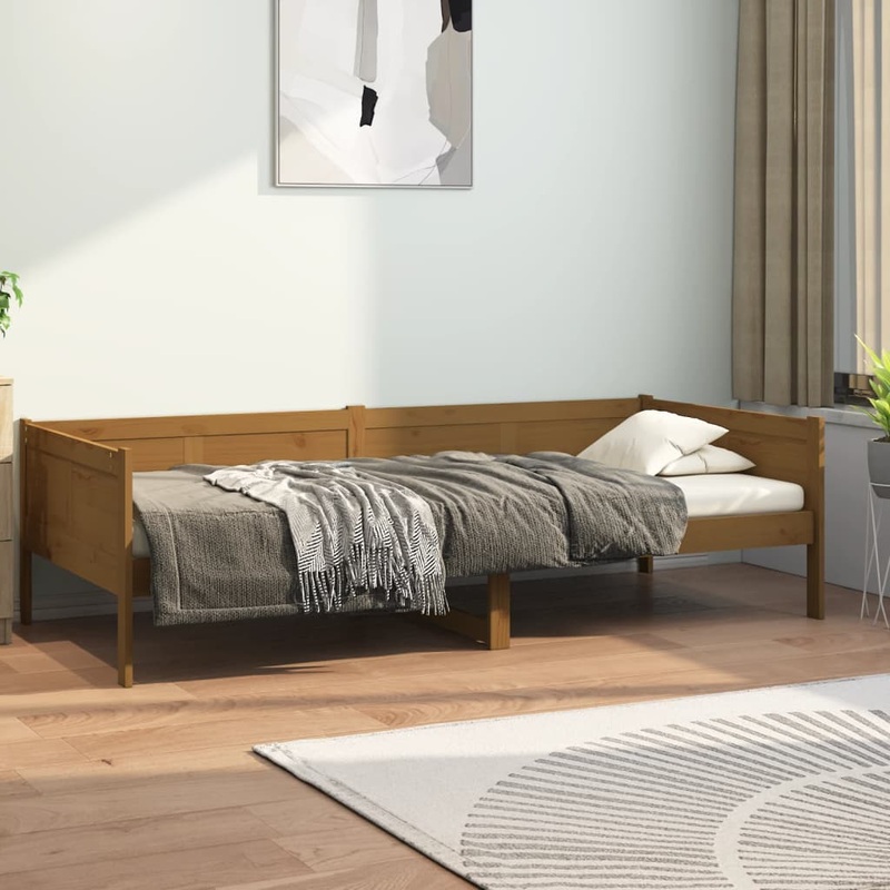 Lit de jour sans matelas marron miel bois pin massif 80x200 cm
