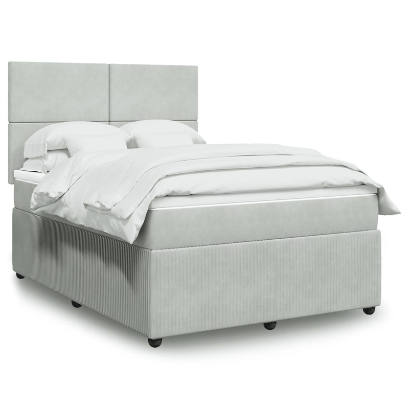 Sommier  lattes de lit et matelas Gris clair 140x190cm Velours