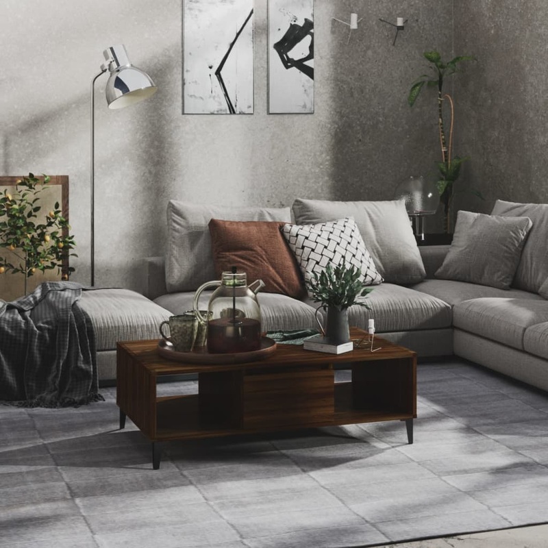 Table basse Chne marron 103,5x60x35 cm Bois d'ingnierie