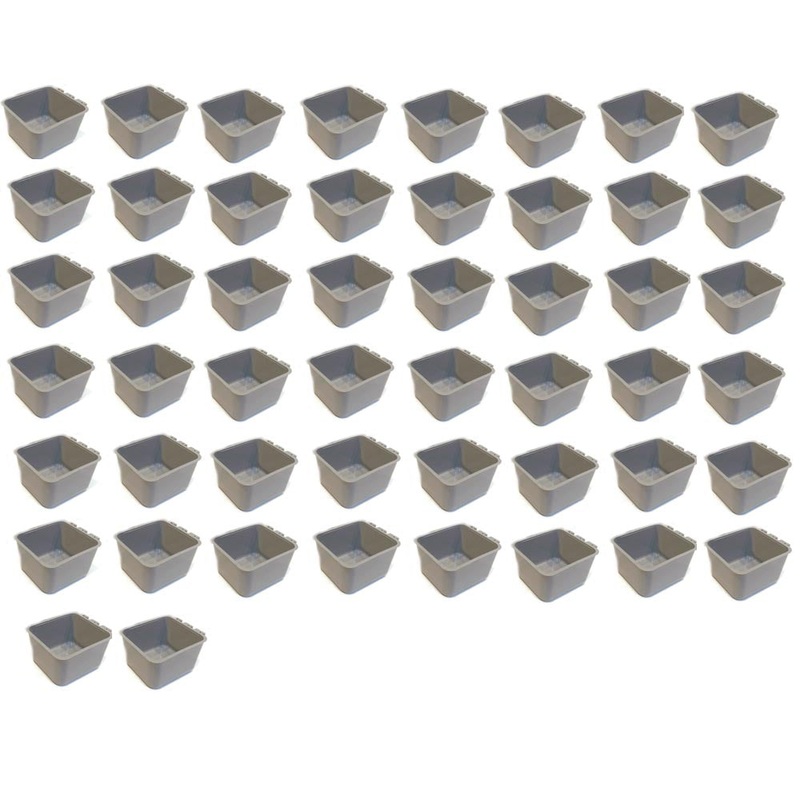 (Pack of 50) Gray Cage Cups hold 1 Pint / 16 fl oz to Hang Feed & Water for Pets