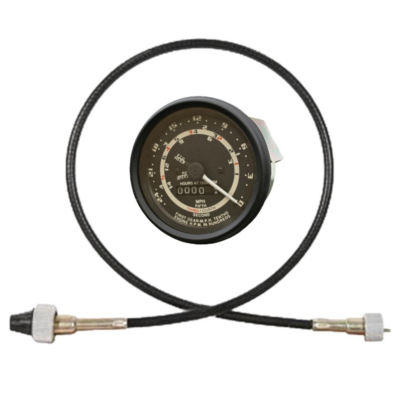 Black Tachometer w/ Cable Fits Ford/New Holland Replaces 84220735