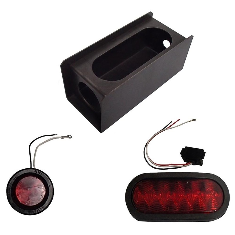 LED Trailer Truck Steel Mount Housing Kit 6" Oval Tail Light 2" Marker Light Red