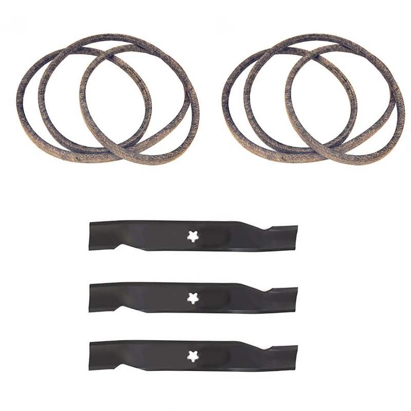 (3) Mower Blades & (2) Belts Kit Fits Sears Replaces PP13007