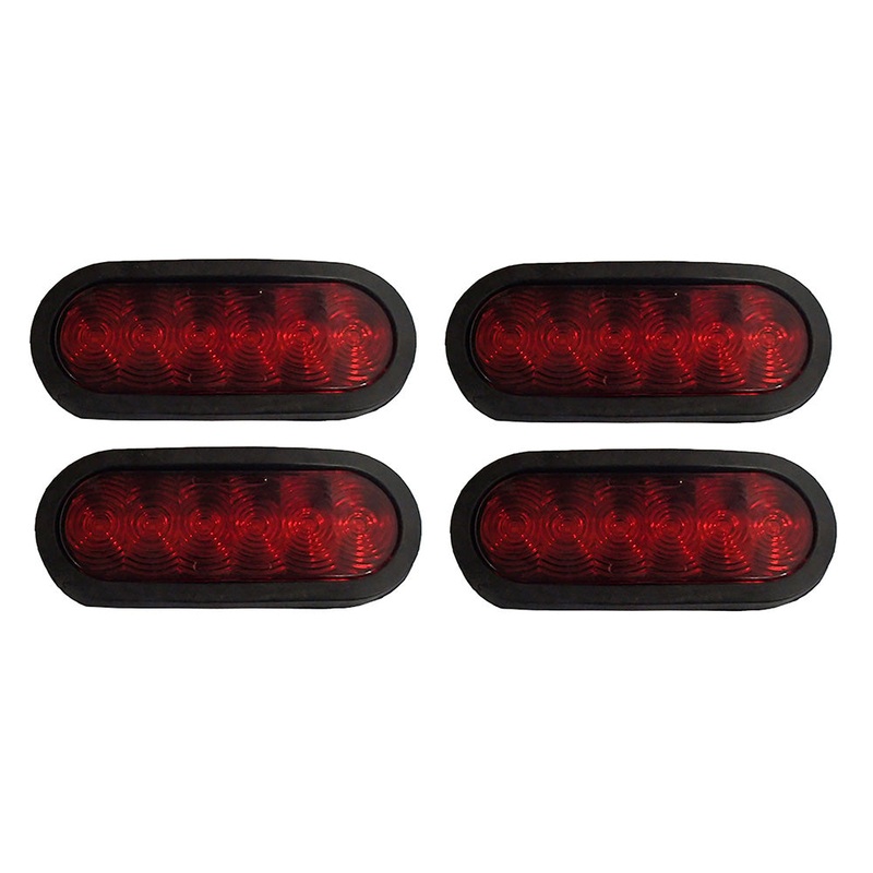Qty 4: 6" Red Oval LED Light Kit Fits Universal Products Replaces T66-RR0T-1