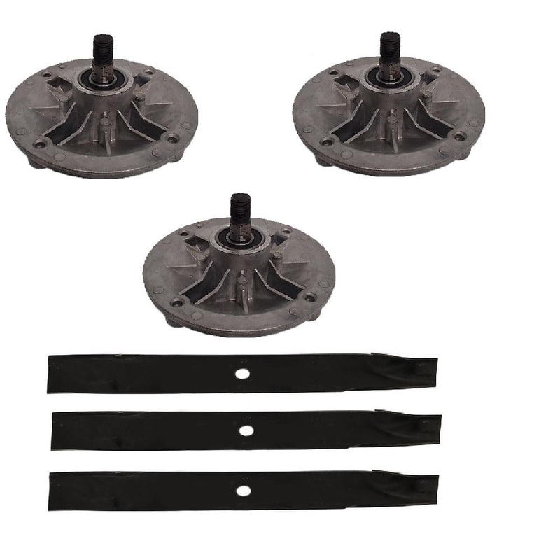 (3) Mower Deck Spindles & (3) Mower Blades Fits Toro Replaces 110-6837-03