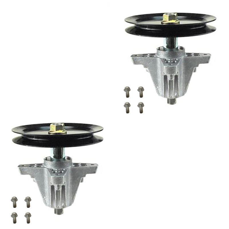 Qty 2: Mower Deck Spindle with Pulley and Bolts Fits Troy Bilt Replaces 112-0395