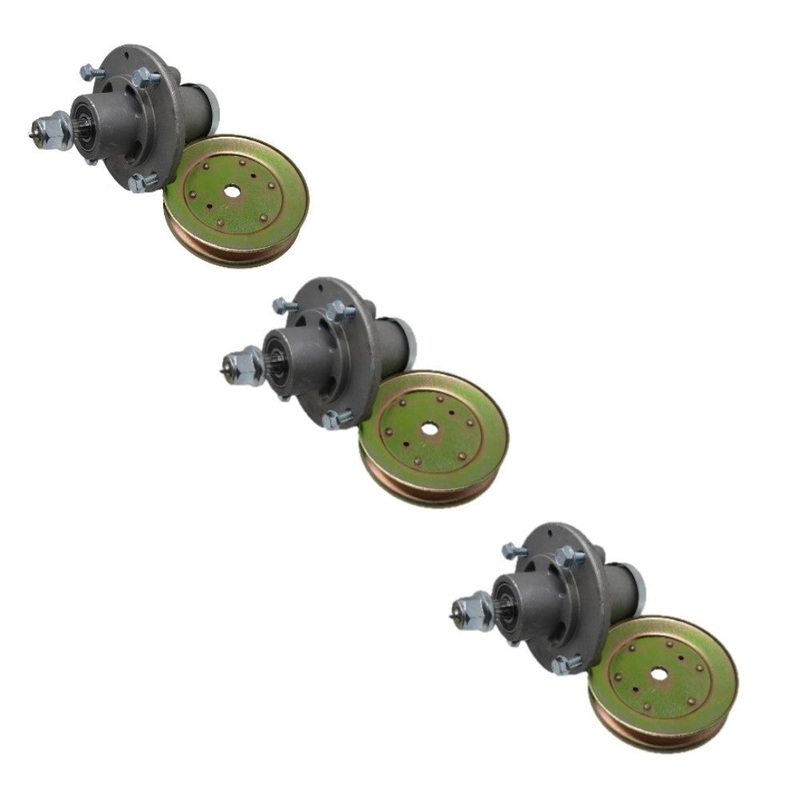 Set of 3 Mower Deck Spindles w/Pulleys Fits Husqvarna Replaces 532129861