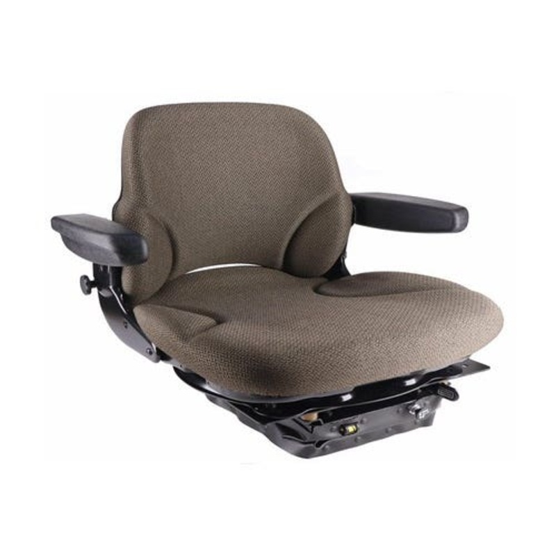 Seat Assembly - Air Suspension with Armrests 25" Back Fabric Brown fits John Deere 4040 4050 4230 4240 4250 4430 4440 4450 4455 4630 4640 4650 4850