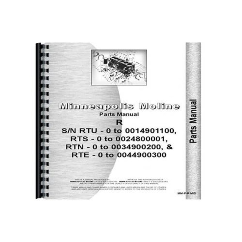 Parts Manual fits Minneapolis Moline RTN RTU