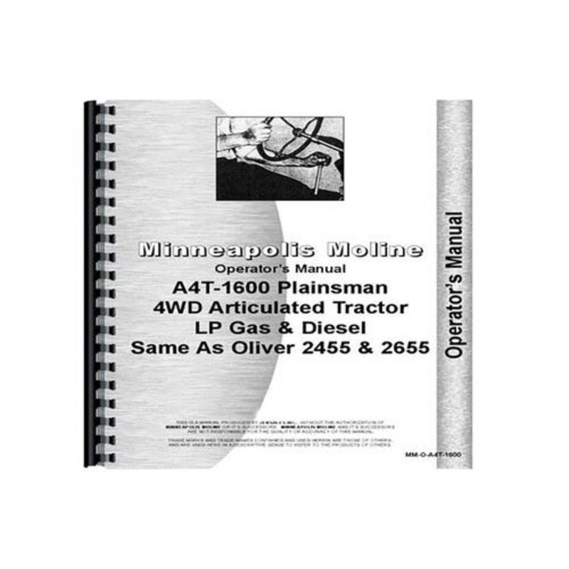 Operator's Manual fits Oliver 2455 2655 fits Minneapolis Moline A4T 1600