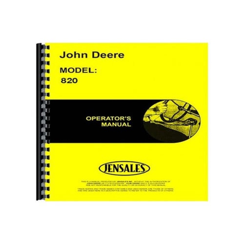 Operator's Manual fits John Deere 820