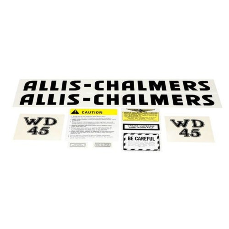 WD45 Decal Set Black Letters Mylar fits Allis Chalmers WD45