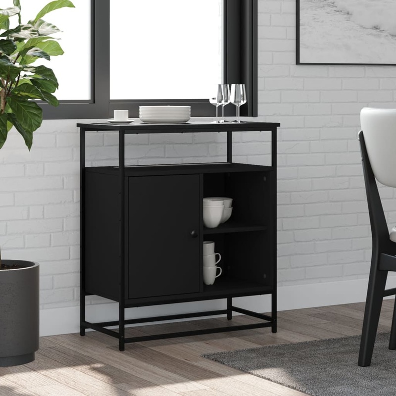Buffet noir 69x35x80 cm bois d'ingnierie