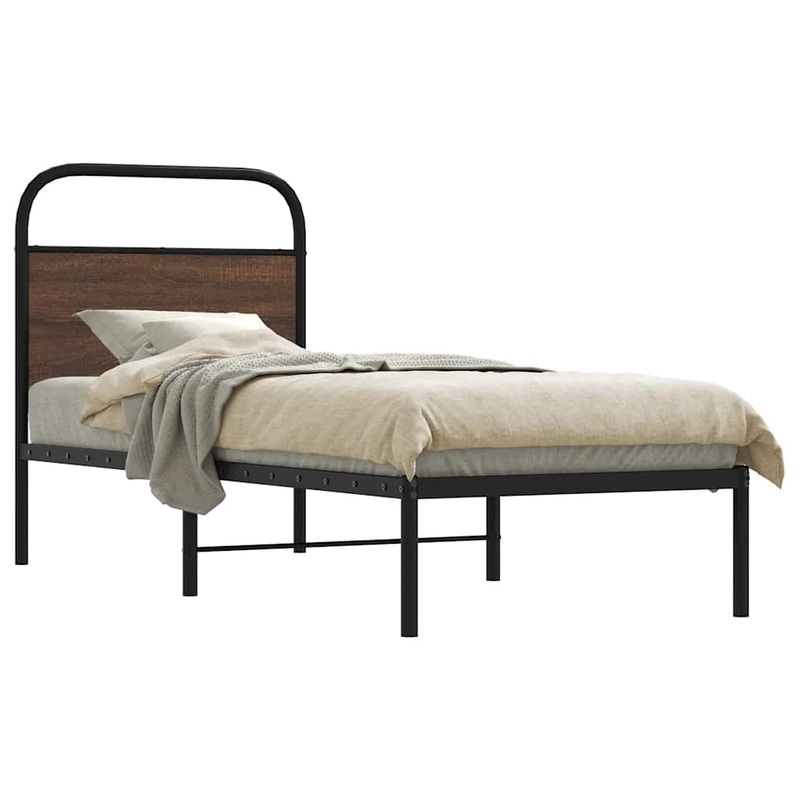 Cadre de lit sans matelas 80x200cm chne marron bois ingnierie