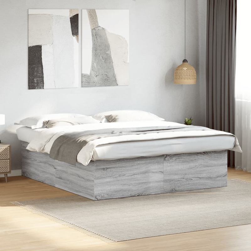 Cadre de lit sans matelas sonoma gris 200x200 cm