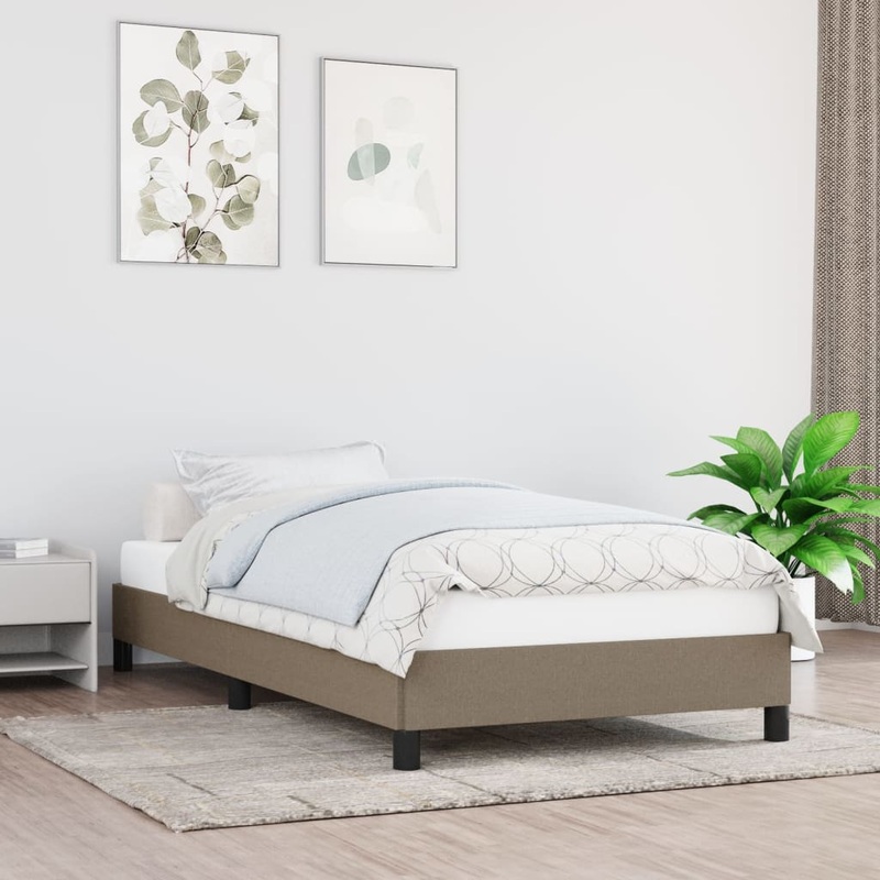 Cadre de lit sans matelas taupe 100x200 cm tissu