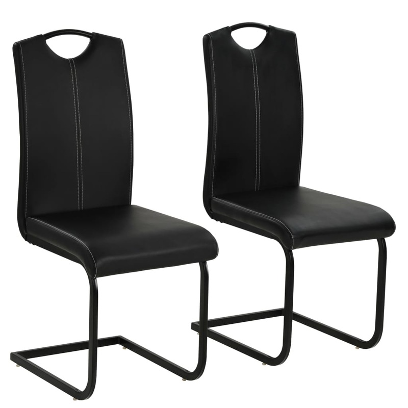 Chaises  manger cantilever lot de 2 noir similicuir