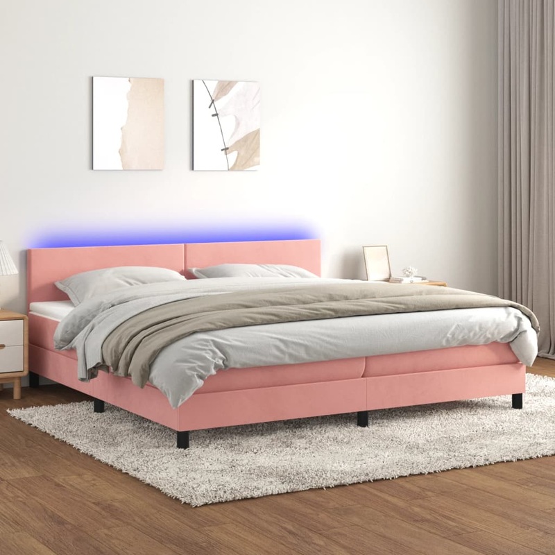Sommier  lattes de lit avec matelas LED Rose 200x200cm Velours