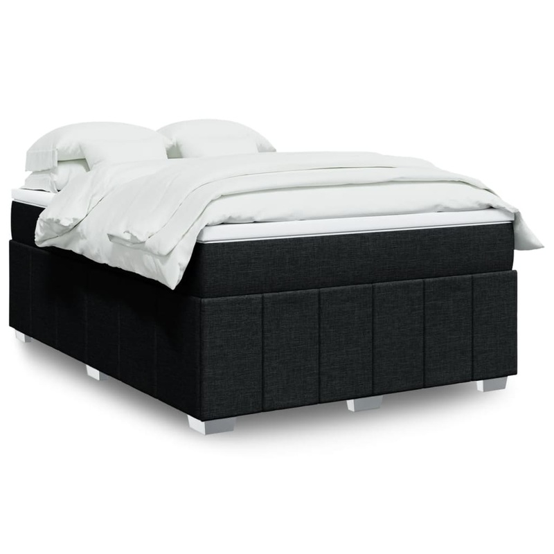 Sommier  lattes de lit avec matelas Noir 140x190 cm Tissu