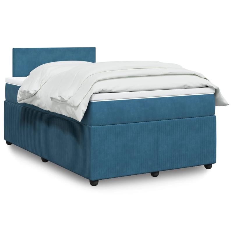 Sommier  lattes de lit et matelas bleu 120x190 cm velours