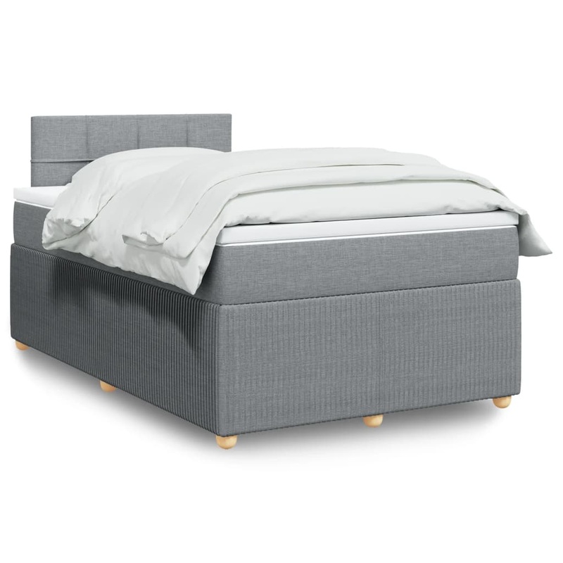 Sommier  lattes de lit et matelas gris clair 120x190 cm tissu