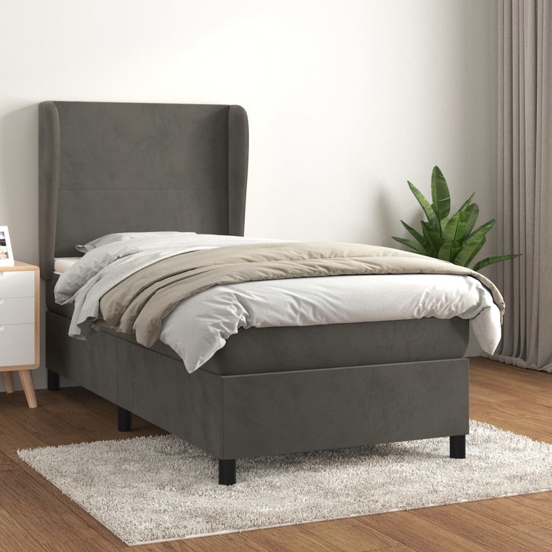 Sommier  lattes de lit et matelas Gris fonc 90x200 cm Velours