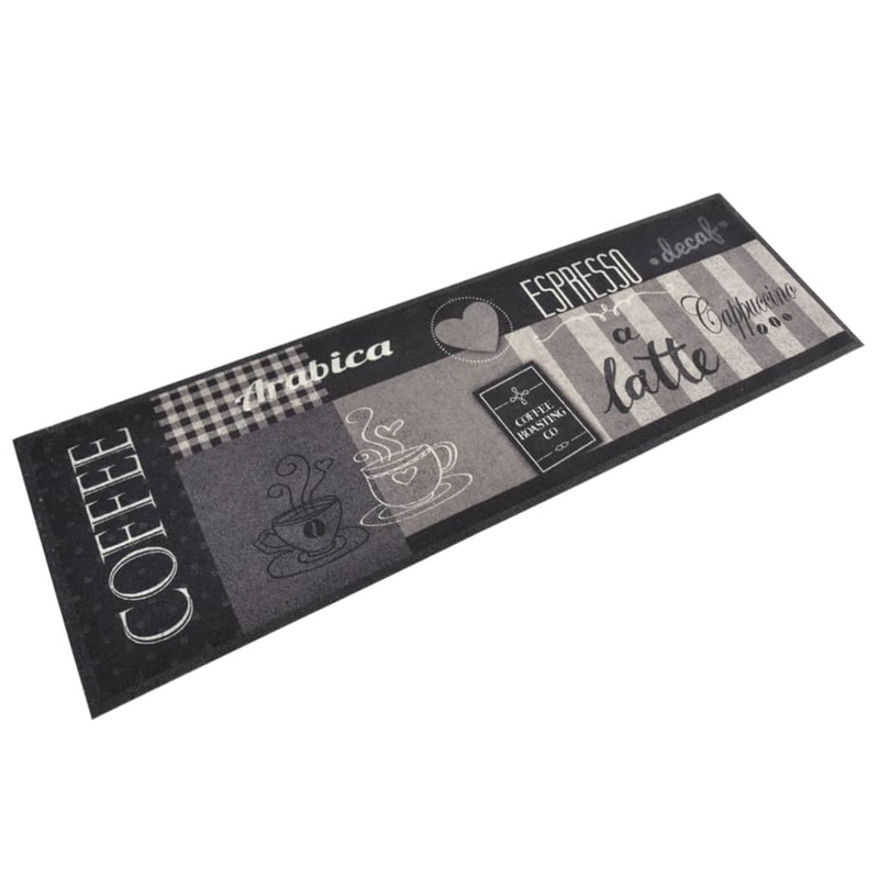 Tapis de cuisine lavable impression caf noir 60x180 cm velours
